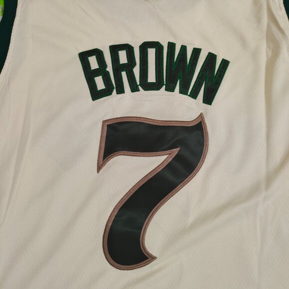 Boston Celtics Jaylen Brown #7 Cream Jersey - Picture 7 of 8